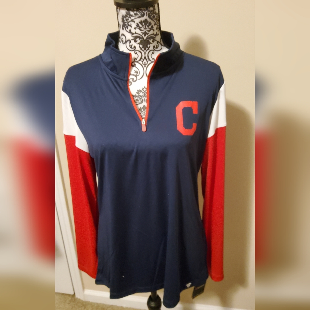 Women's Cleveland Indians Fanatics Quarter Zip Jacket Size LargeNWT